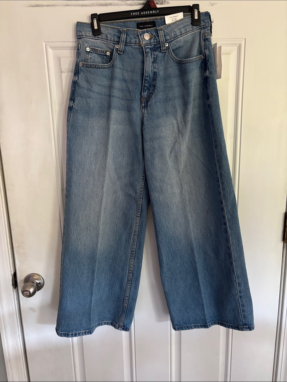 Free Assembly High-Rise Wide Leg Jeans in Light Blue